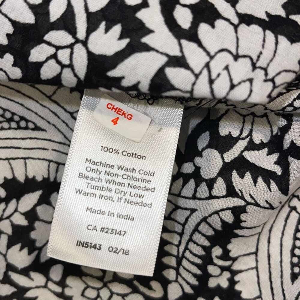Talbots PAISLEY POPOVER Tunic Top Cotton Size 2Xp Black White Boho - Picture 6 of 8